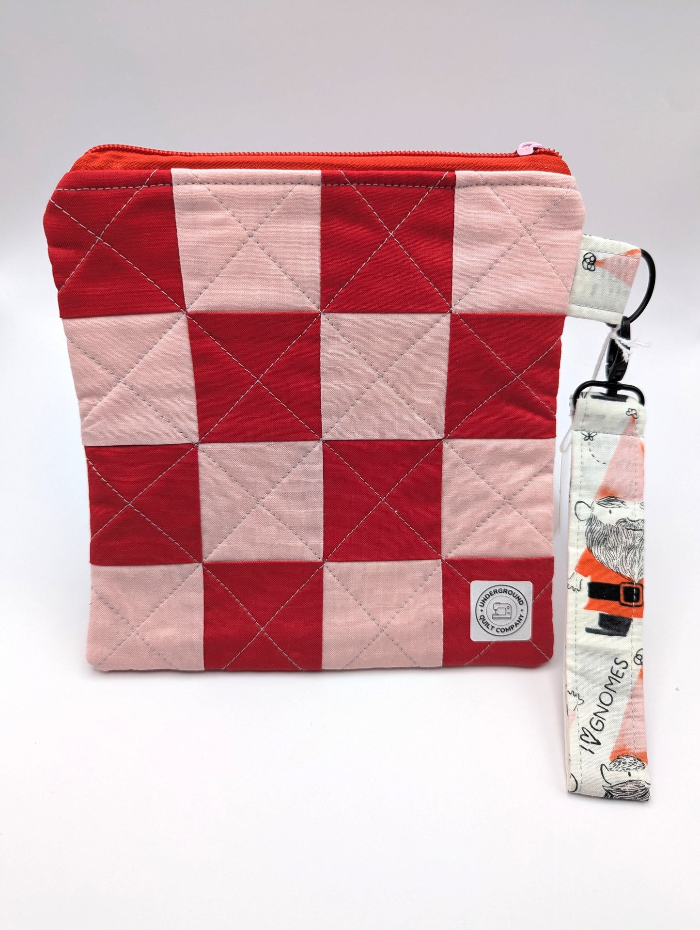 Red and Pink Checkered Wristlet Clutch
