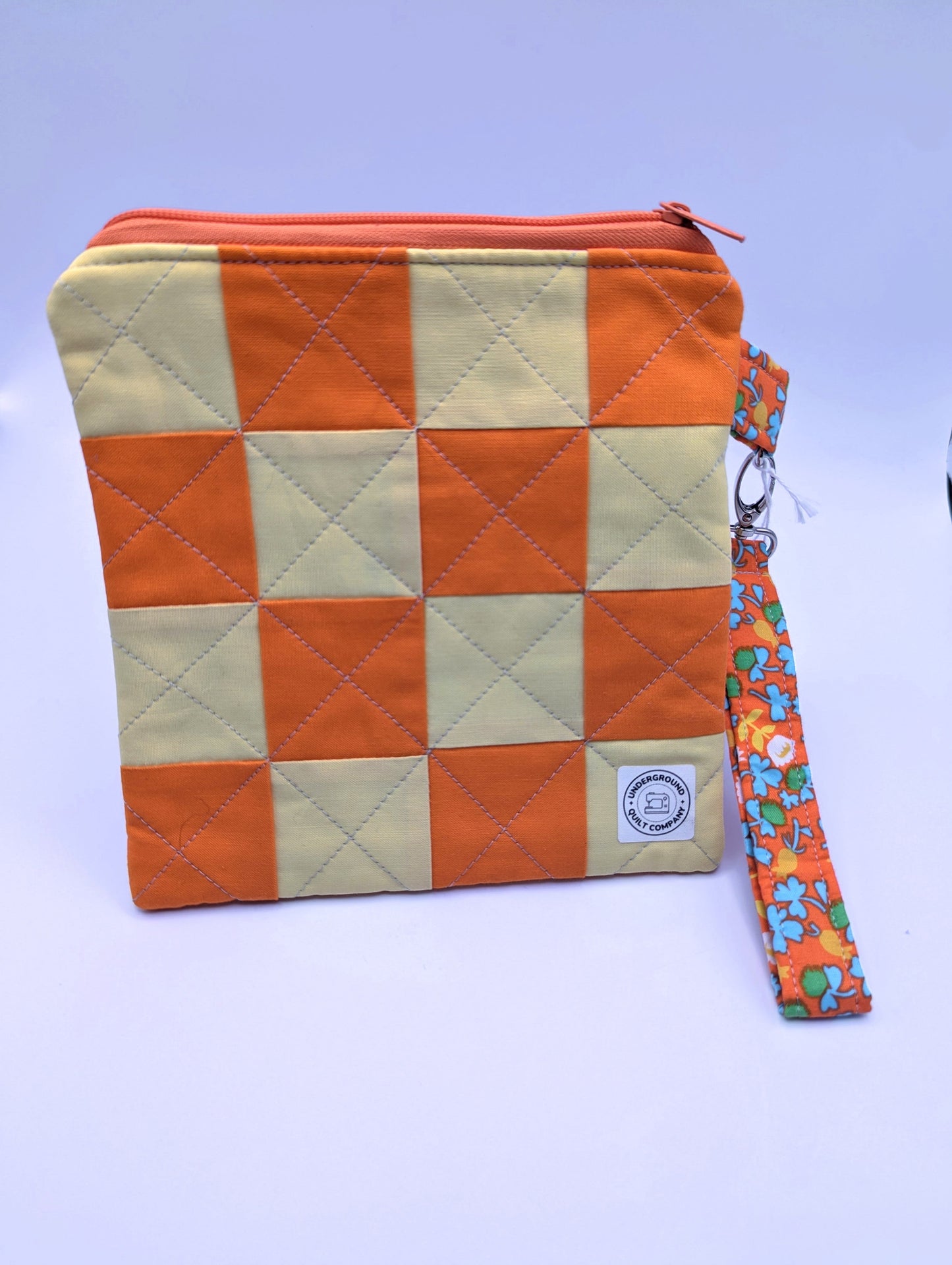 Yellow and Orange Checkered Wristlet Clutch