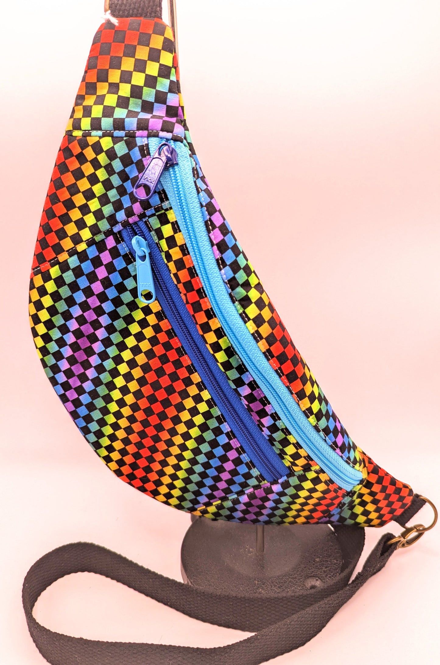 Dark Rainbow Checkered Bum Bag