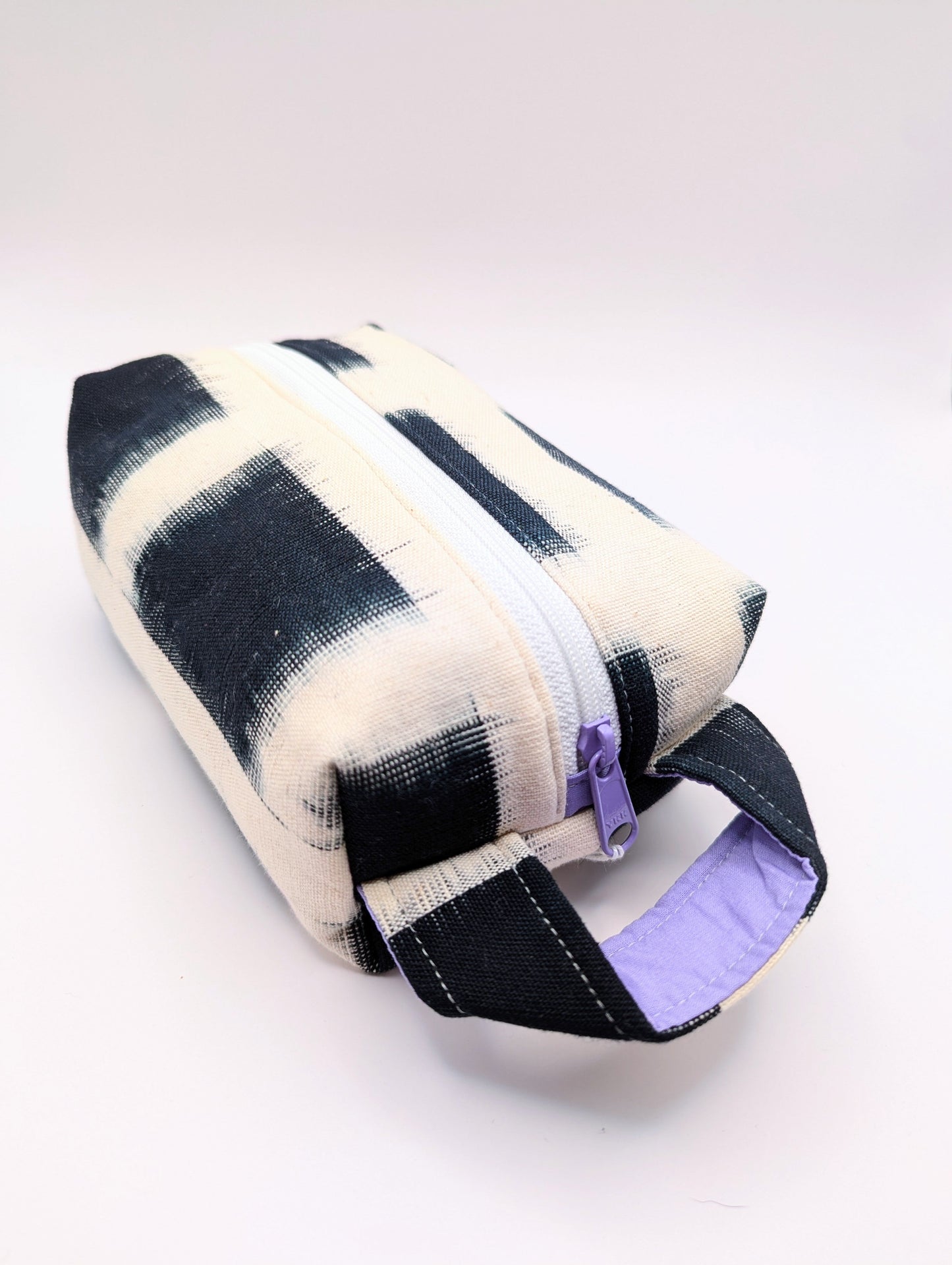 Black and White Ikat Box Pouch