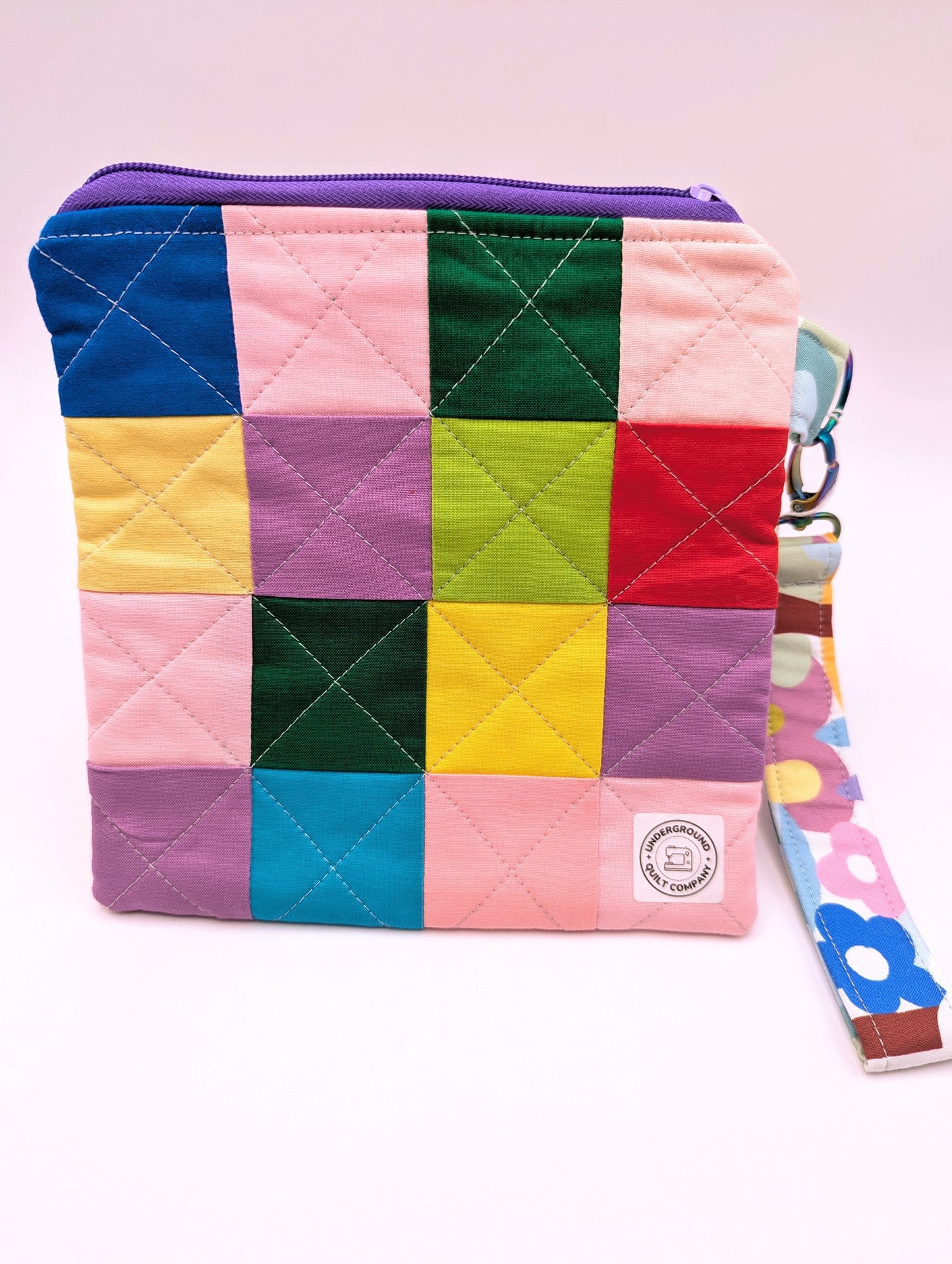 Multicolored Checkered Wristlet Clutch