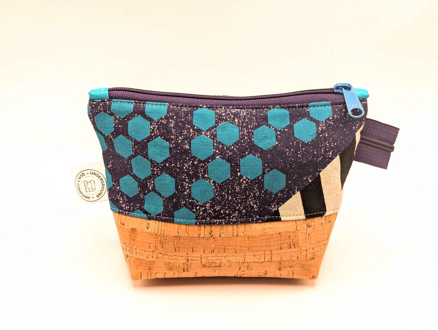 Terrific Teal and Purple Zipper pouch - Underground Quilt Co.