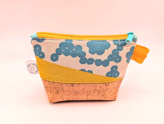 Terrific Teal and Yellow Zipper pouch - Underground Quilt Co.