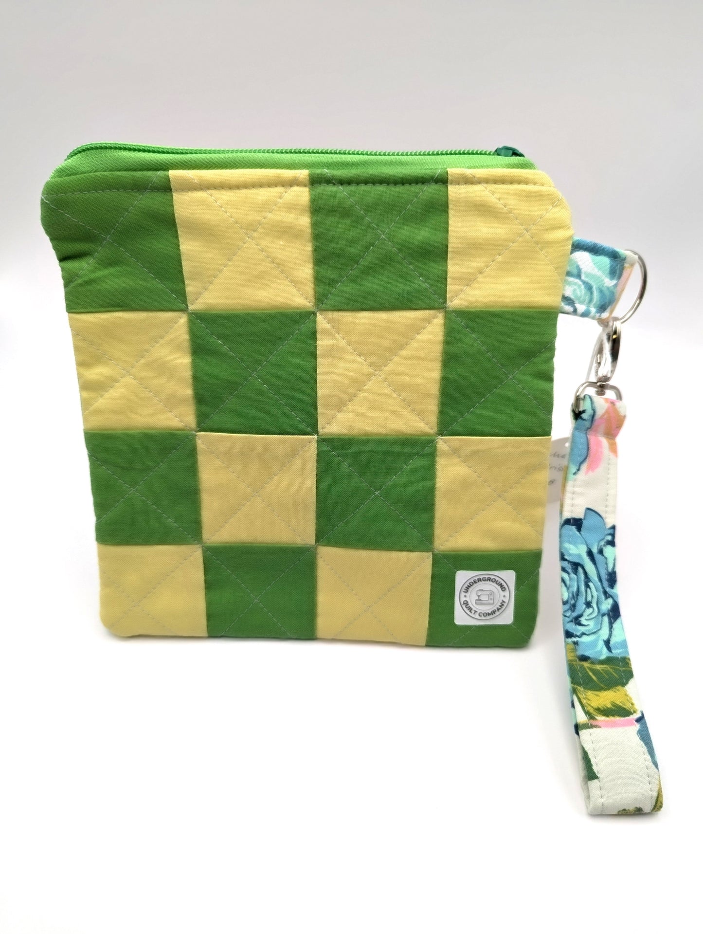 Yellow and Green Checkered Wristlet Clutch